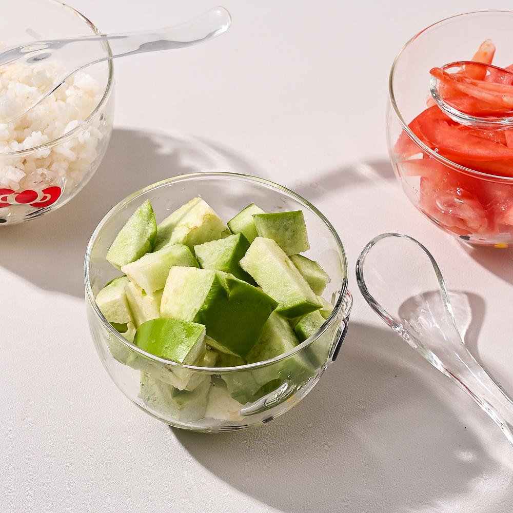 Cute Cartoon Cat Glass Bowls Set Thickened Clear Bowl Heavy Duty for Home Use Perfect for Snacks Fruits and Desserts