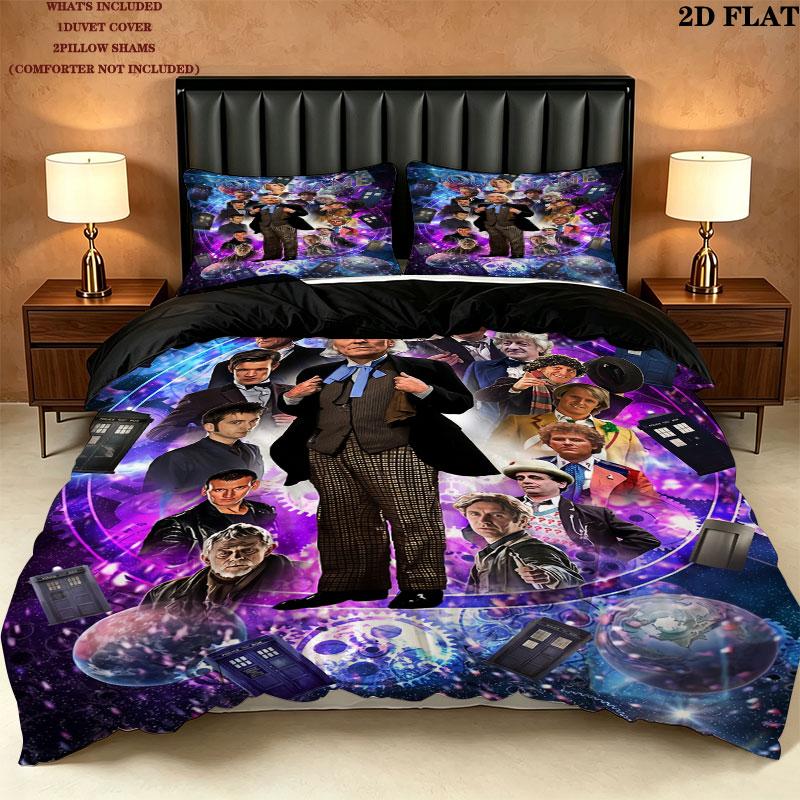 Custom Doctor Who Bedding Quilt Set Quilt Cover Pillowcase Home Decoration Birthday Gift (1 * duvet cover + 2 * pillowcase, without core)