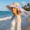 Breathable Lace Brim Sunshade Cap Elegant Outdoor Beach Hat Woman's Straw Hat  Casual Wear