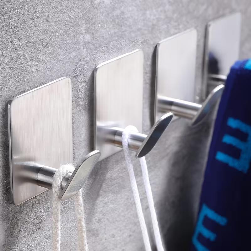 Stainless Steel Bathroom Robe Hooks Adhesive Wall Hook Towel holder Bathroom Kitchen Hardware Multi-Purpose Hanger Hook