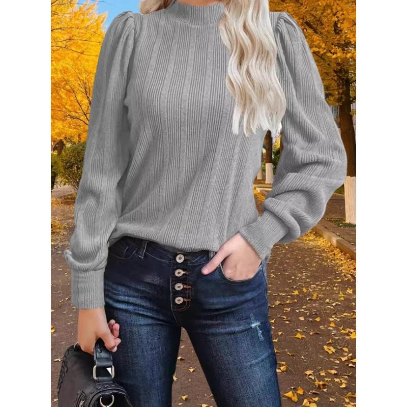 Длинный рукав с круглым вырезом, женский полосатый пуловер, теплая однотонная повседневная свободная теплая блузка осень-зима женская удобная одежда