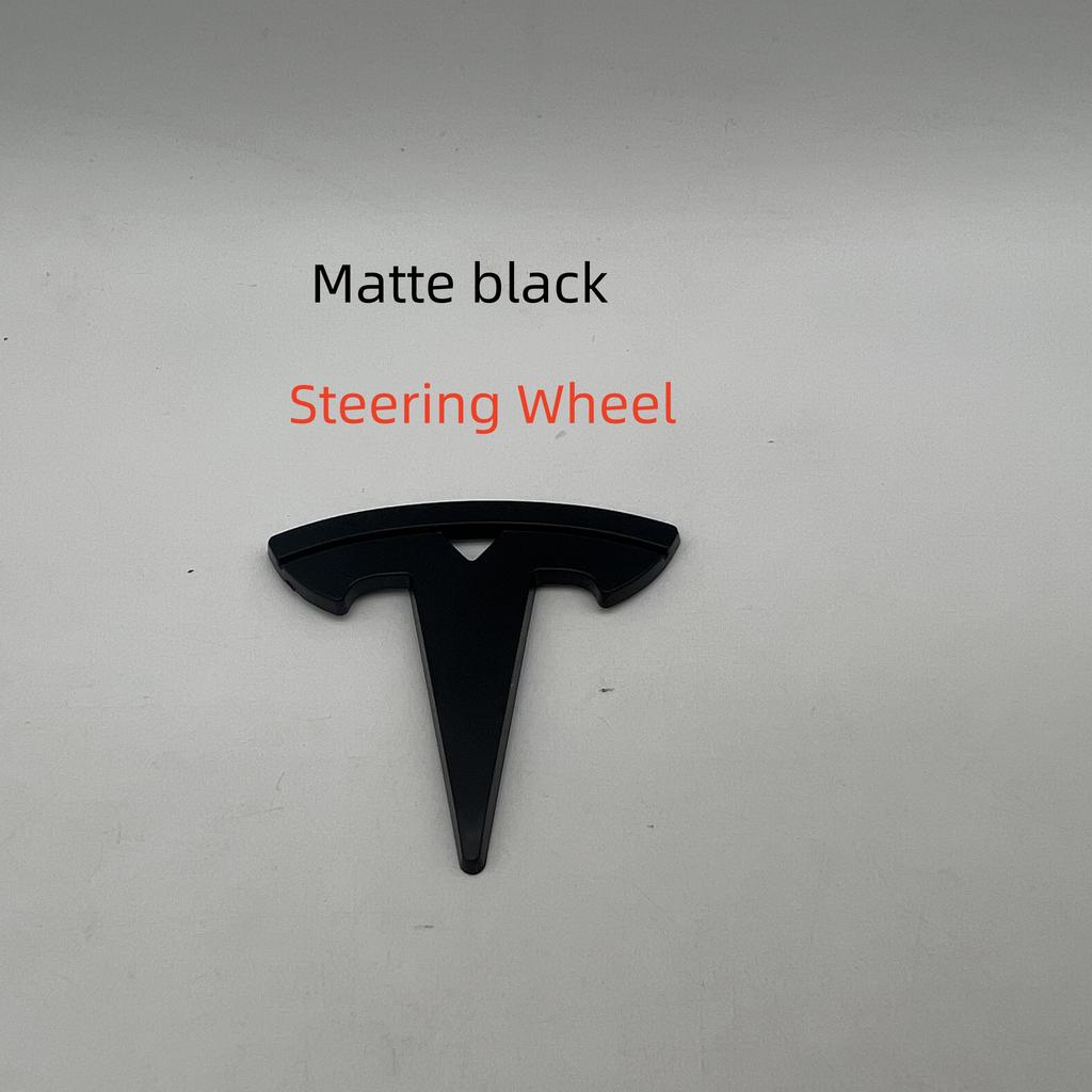 CZYE3 1-3pcs Not Affect matt black for Tesla Model 3 Mode Y car Front Emblem Rear Tail Trunk Steering Wheel Sticker Badge styling