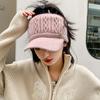 Yousheng Женская бейсболка с удлиненным козырьком, пустая сверху, однотонная вязаная шапка, утолщенная плюшевая шапка из искусственного кроличьего меха