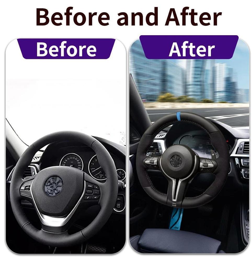 Для BMW Серии F20 F22 F23 F30 F31 F32 F33 F36 M3 F87 M2 F80 M3 F82 F83 Обновление Рулевого Колеса с Половиной Кожи Алькантара Не включает подушки безопасности