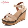 Fashion Aphixta Wedge Sandals Peep Toe Buckle Shoes Woman Platform Fashion 10cm Cool Summer Super High Heel Shoes Female