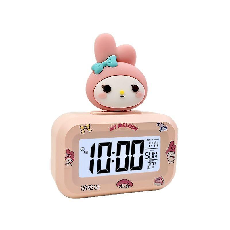 New Sanrio Big Doll Mini Alarm Clock Cute Quiet Multifunctional Portable Student Desktop Compact Clock