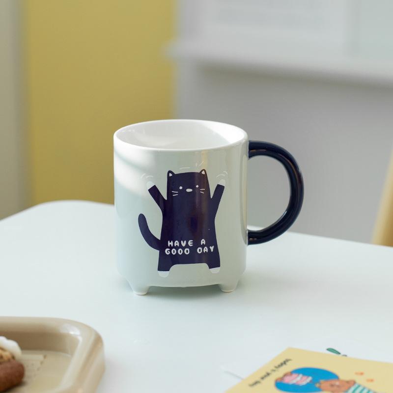 Абстрактная мультяшная кошка керамическая чашка для пары дома для завтрака кружка для молока офис послеобеденный чай кофейная чашка