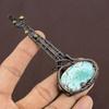 Гитарный кулон из тибетской бирюзы ручной работы с обмоткой из медной проволоки 4,33" v0w34