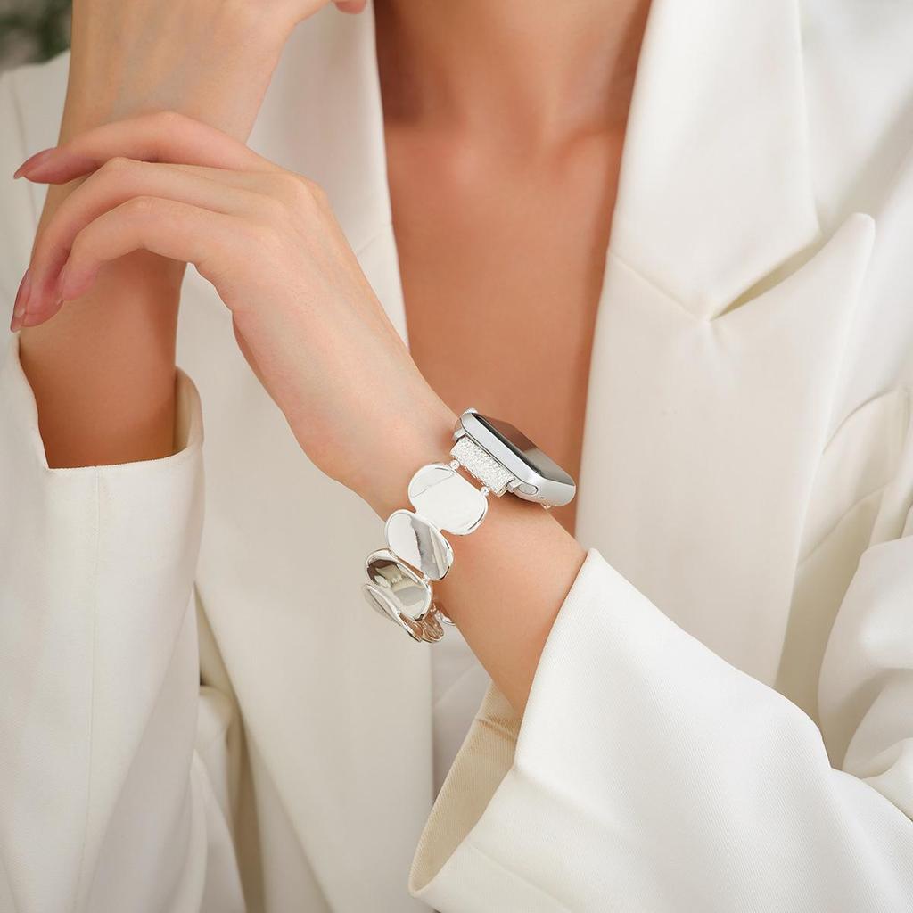 Блестящая металлическая эластичная цепь для ремешка Apple iWatch, Трансграничный бестселлер