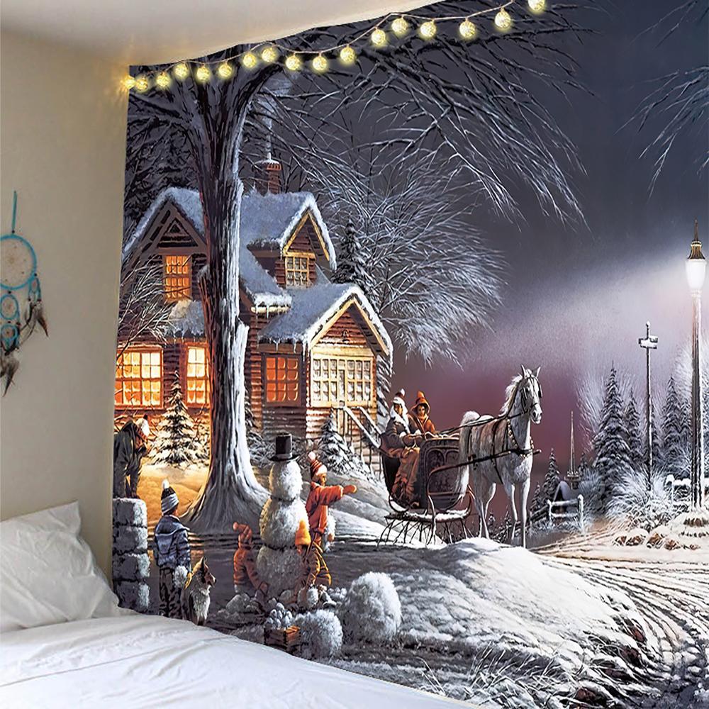 Tapisserie de Noël, домашний декор, гобелен с принтом Санта-Клауса, полиэстеровый гобелен, декор для гостиной, комнаты, фон, ткань