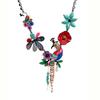 [R6098] - Designer Necklace 'Lilipoupettes' (peacock) Multicolored - 13x5 Cm