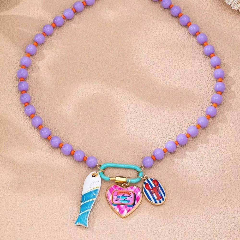 Ornaments Bohemian Resin Beaded Necklace Sea Series Beach Beaded Necklace Holiday