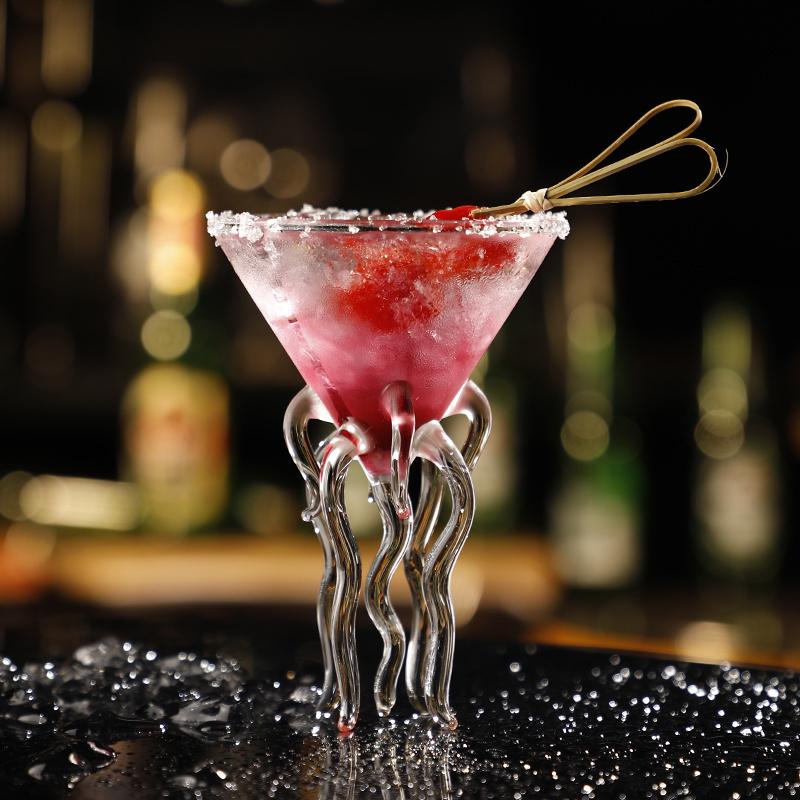 2 Pcs Octopus Martini Cocktail Glass American Bars Glassware Mixing Wine Goblet Creative Bar Party Champagne Coupes Bordeaux Cup