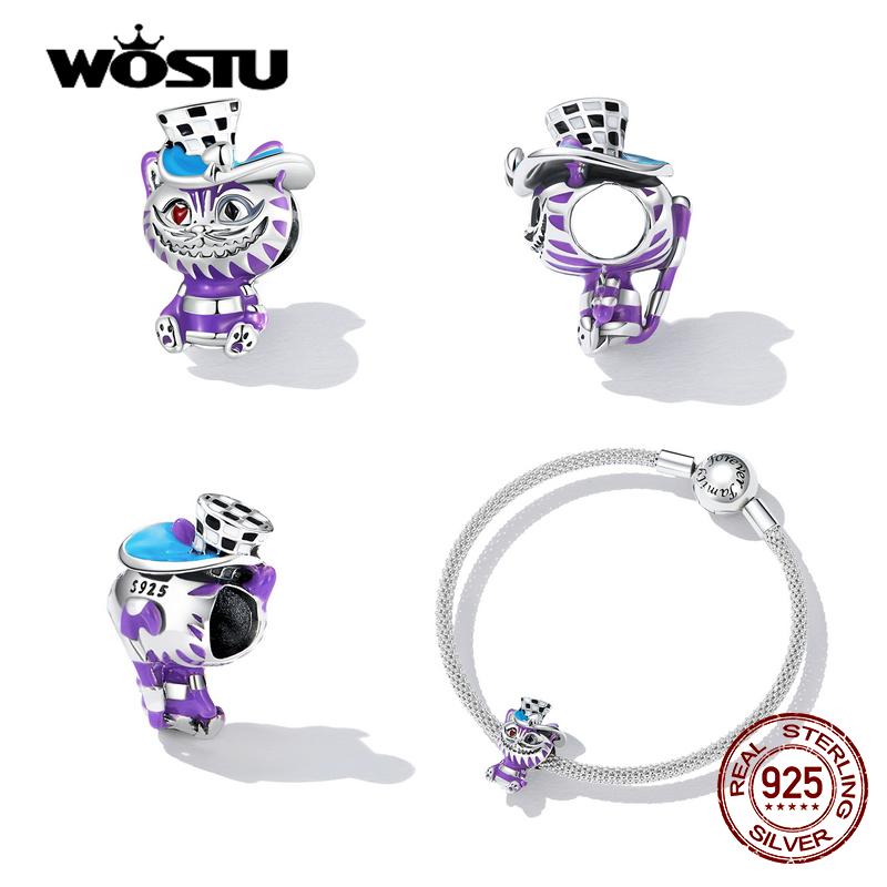 WOSTU 925 Sterling Silver Fashion Colorful Magic Series Magic Cat Charms Beads for Women Fit Original Bracelets Fine DIY Jewelry