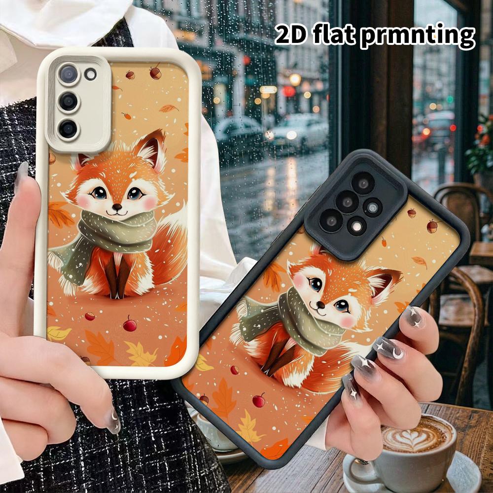 Phone Case: 2D Flat Samsung Galaxy A34 A35 M05 M06 S20 S22 S21 FE Plus 5G Layered Protective Case, Red Fox, Christmas and Halloween Gift