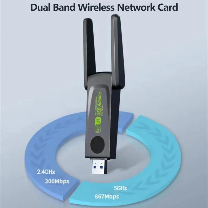 USB-адаптер Wi-Fi, 1300 Мбит/с, двухдиапазонный Wi-Fi-ключ 2,4G/5 ГГц, 802.11 AC, мощная антенна, беспроводная сетевая карта для ПК, ноутбука, драйвер бесплатно