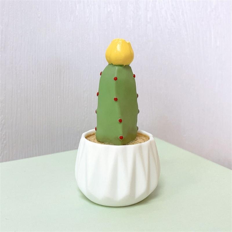 Миниатюрная фигурка зеленого кактуса из смолы, суккулент в горшке, мини-бонсай, украшение для приборной панели автомобиля