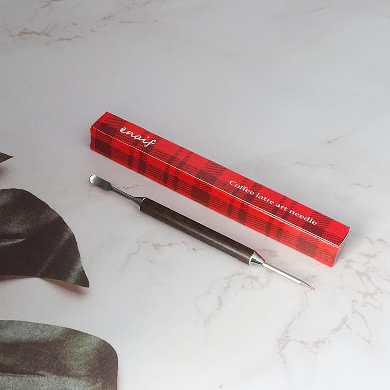 Игла для латте-арта из грушевого дерева с ручкой-золотым обручем