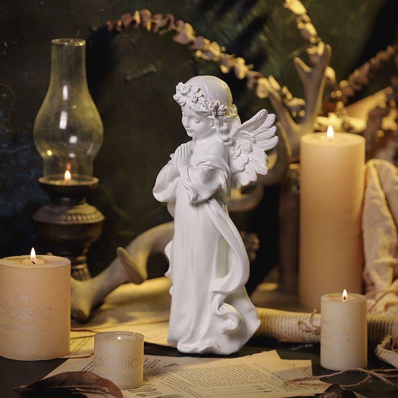 Nordic Creative Resin Angel Figurine, Modern Angel Sculpture Decorative Desktop Ornament
