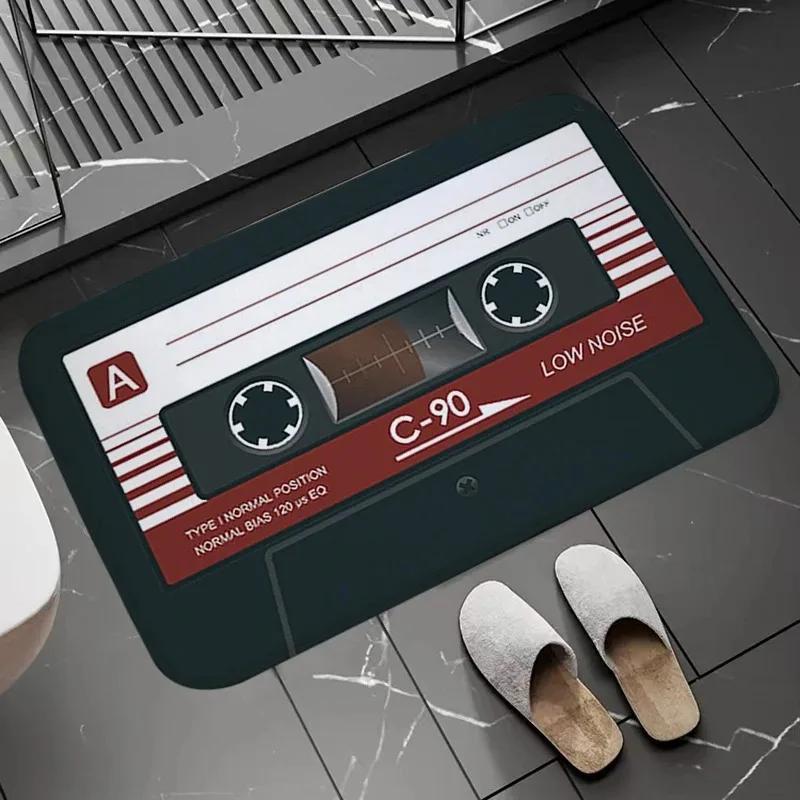 Ретро Кассетная Лента Коврики для Ванной Супер Впитывающий Ковер для Ванной Комнаты Домашний Вход Приветственный Нескользящий Придверный Коврик Диатомовая Грязь Коврик для Кухни