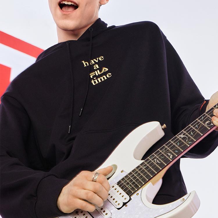 Fila Year Of The Tiger Collection Sports Casual Knitted Hoodie Men Hoodies Black F11U219201F-BK