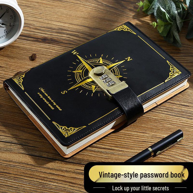 Ретро блокнот на пароле с замком 2025 - Простой и литературный дизайн для мужчин и женщин