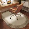 French Oval Desk Carpet, Simple Anti-Slip Solid Wood Mat, Study Roller Swivel Chair, Decorative Area Rug Floor Protector