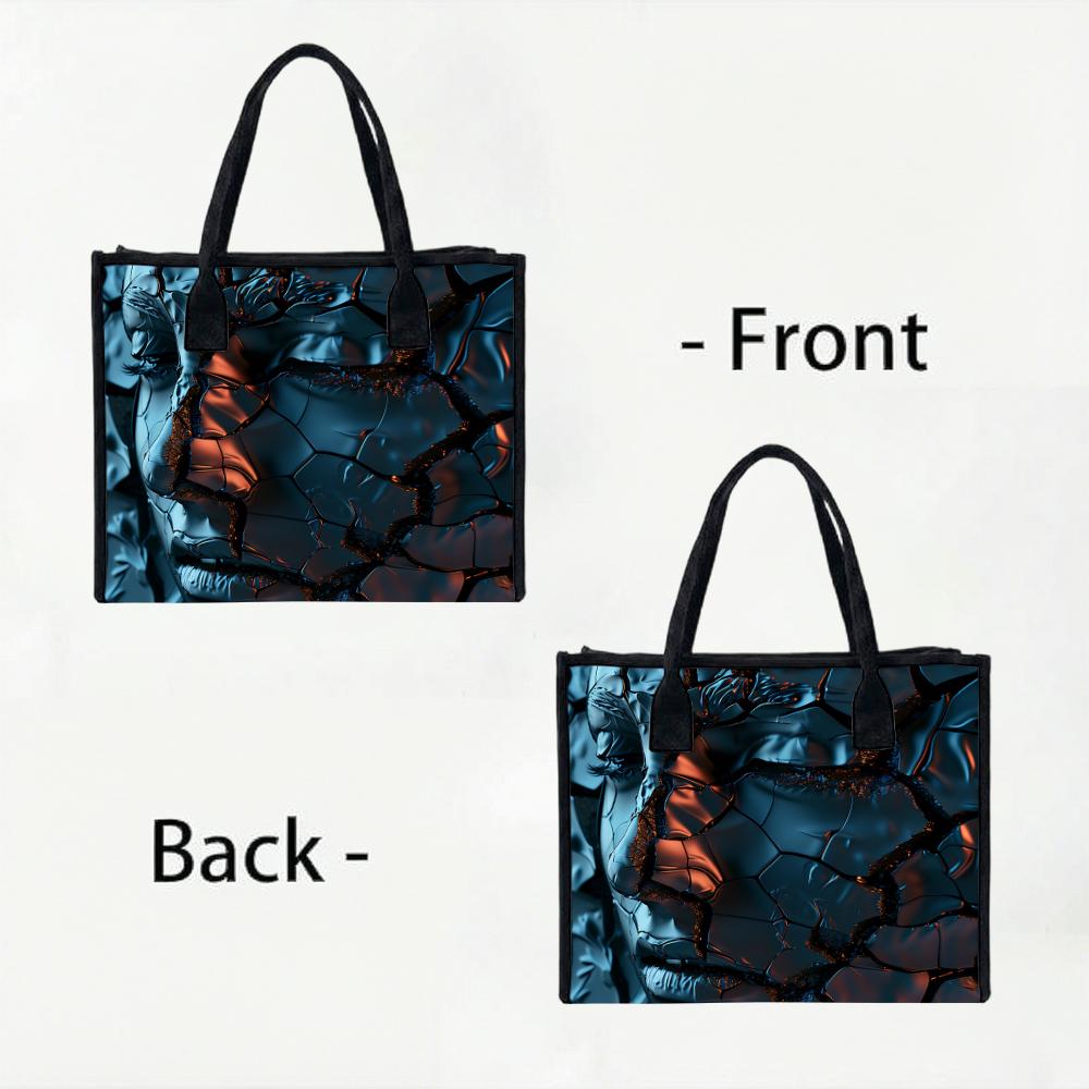 Stylish Cracked Pattern Tote Bag Large Capacity Daily Handbag for Women Fashion Casual Outdoor Carry All Purse