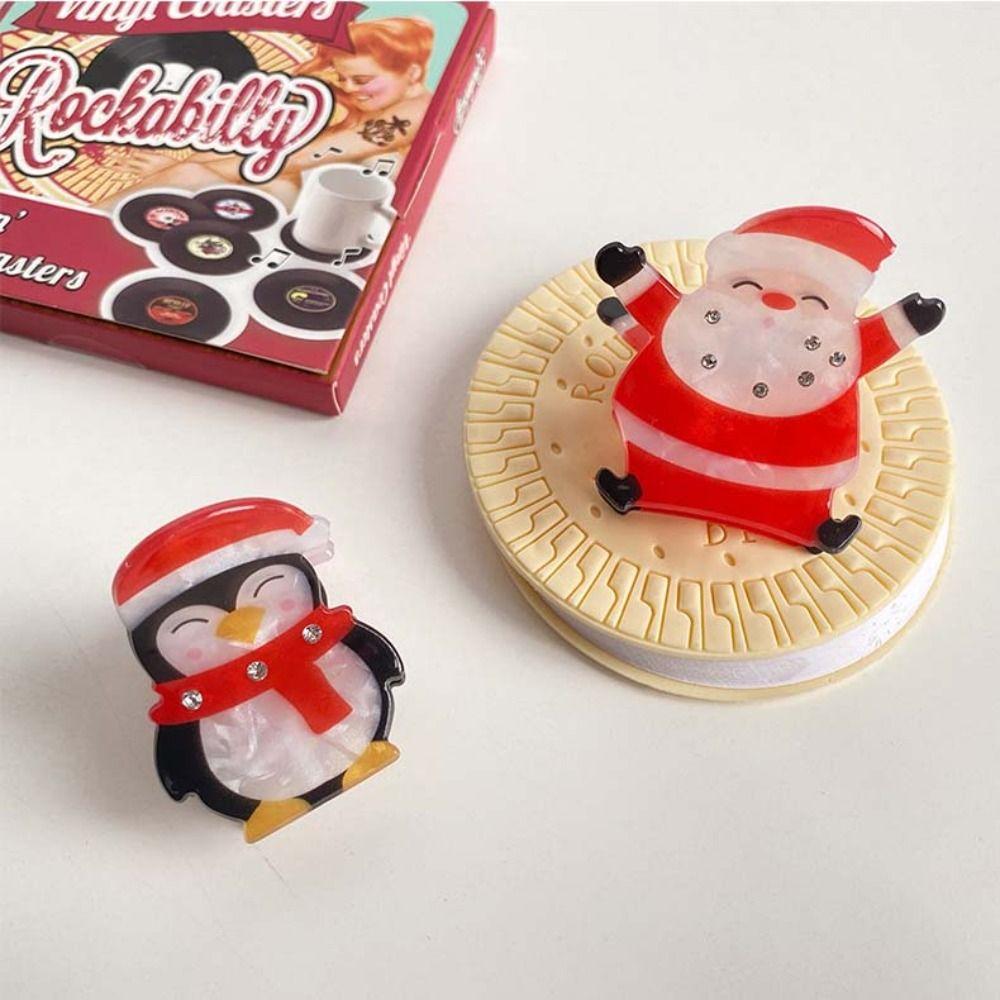 Penguin Christmas Elk Hair Claw PVC Snowman Hair Clip Cute Santa Claus Shark Clip Wash Face