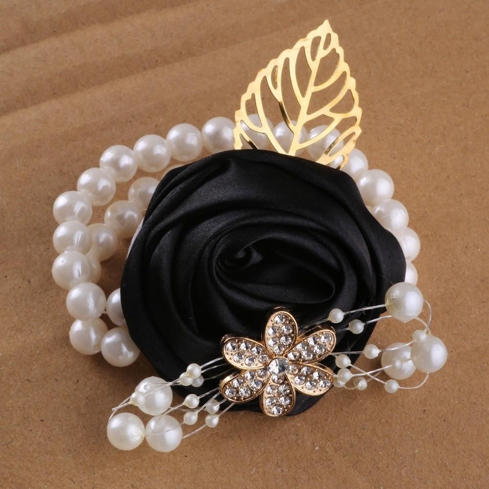 Artificial Rose Bridesmaid Wrist Flowers Ribbon Wedding Flower Bracelet Wedding Party