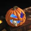 Halloween Pumpkin Sculpture with Light Spooky Pumpkin Figurine with Skull Resin Table Ornament for Home Office Decor
