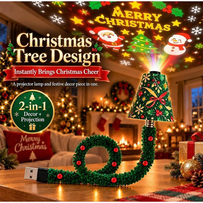 Plug & Play HD Christmas Tree Projector, USB Powered Holiday Night Light, 6+ Festive Patterns & HD LED Christmas Projetion Decor