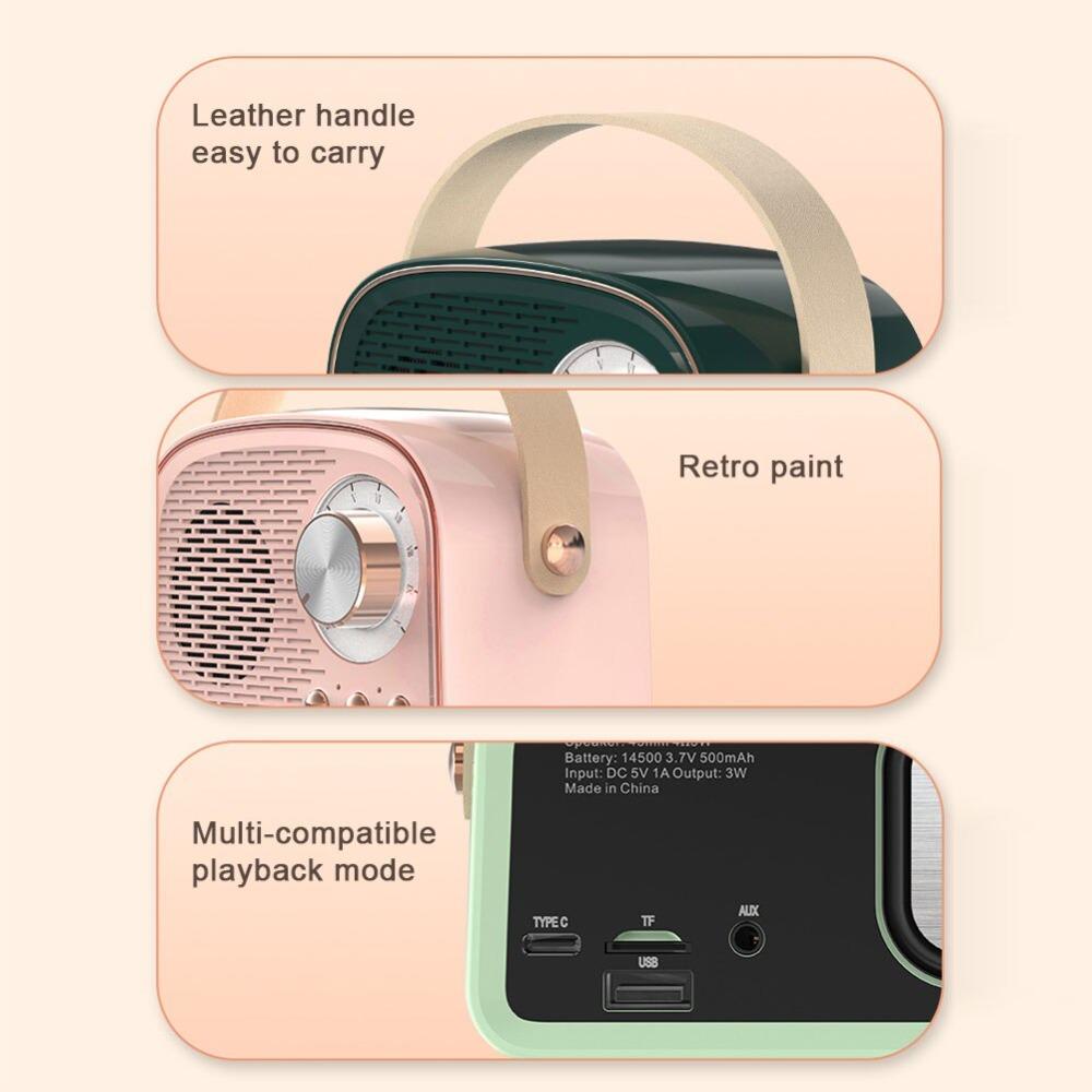 Retro Classical Music FM Receiver Mini Radio Bluetooth-compatible 5.0 Bluetooth Speaker With MIC