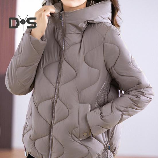 Женское зимнее пуховое пальто с подкладкой, ветрозащитное, с капюшоном, длинными рукавами, свободное, утолщенное, с карманами, однотонное, с защитой шеи, застегивающееся на молнию, уличное хлопковое пальто