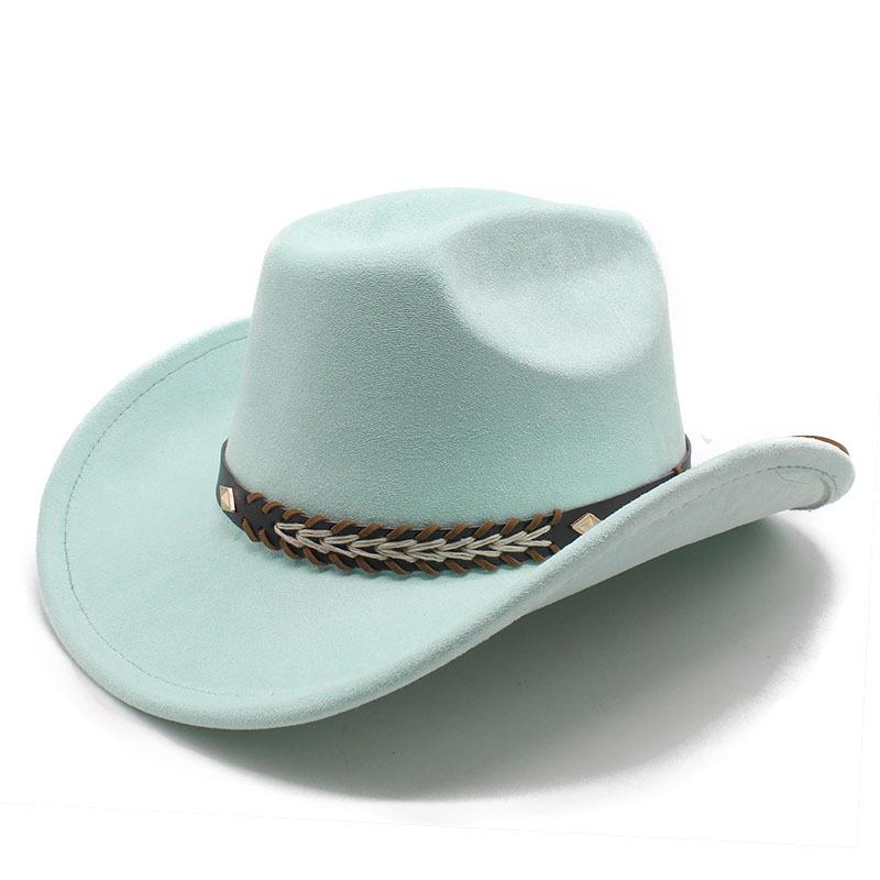 Suede Jazz Top Hat Women'S Brim Suede One-Word Top Men'S Ladies Cowboy Hat Felt Hat