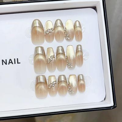 Чистый ручной работы фототерапевтический нейл-арт Чай и красота одеты в красивый продукт для ногтей Патч для нейл-арта «кошачий глаз», демонстрирующий белизну