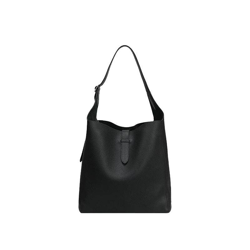 Niche Cowhide Commuter Tote Bag Minimalist Premium Vintage Bucket Bag Genuine Leather Crossbody Shoulder Bag