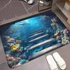 3D коврик для двери с изображением подводного коралла и дельфина, нескользящий, впитывающий, из микрофибры и полиэстера, машинная стирка, для декора разных комнат