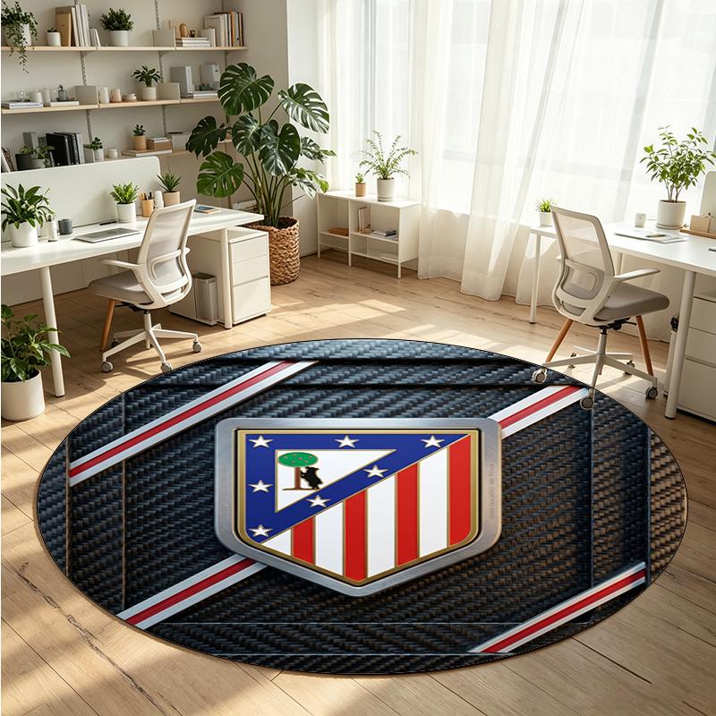 Atletico Madrid Printed Round Crystal Velvet Rug Soft Non Slip Floor Carpet For Bedroom Holiday Gift