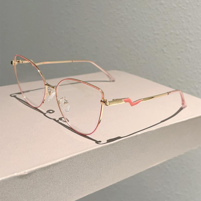 Трендовая ретро металлическая оправа «кошачий глаз» модные очки в корейском стиле для женщин, блокирующие синий свет, дизайнерский бренд, шикарные очки