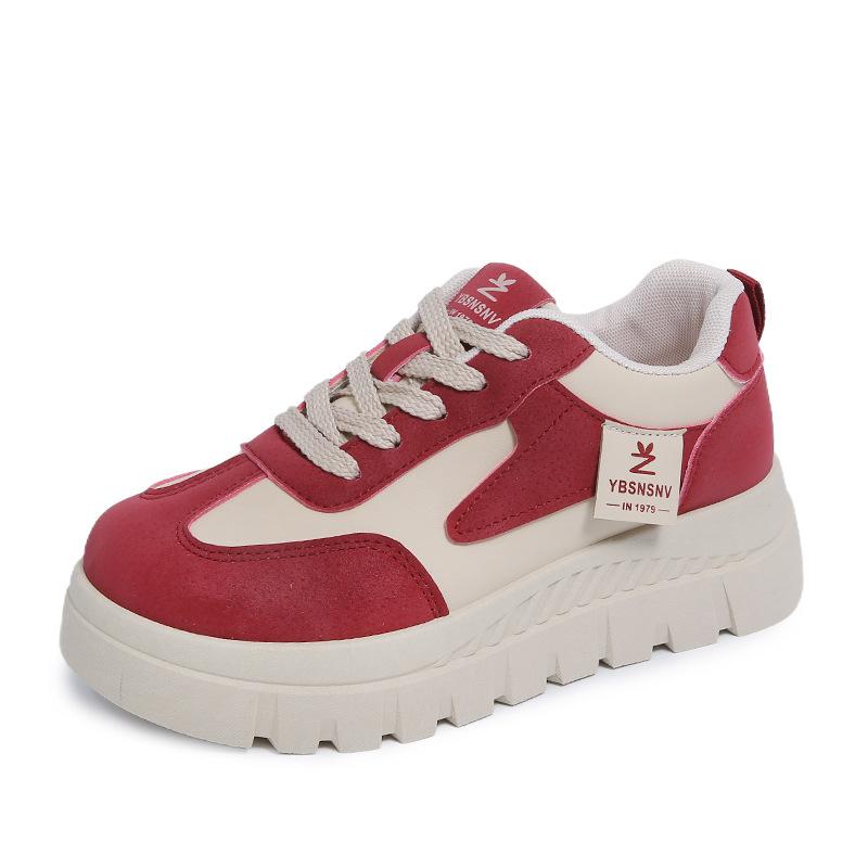 Кроссовки на толстой платформе для женщин, повседневная нескользящая обувь для ходьбы, удобные теннисные кроссовки из искусственной кожи, женские легкие спортивные туфли на шнуровке