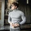 Men's Turtleneck Sweaters Autumn Knitted Striped Streetwear Warm Long Sleeved Pullover Solid Color Basic Style Casual Tops