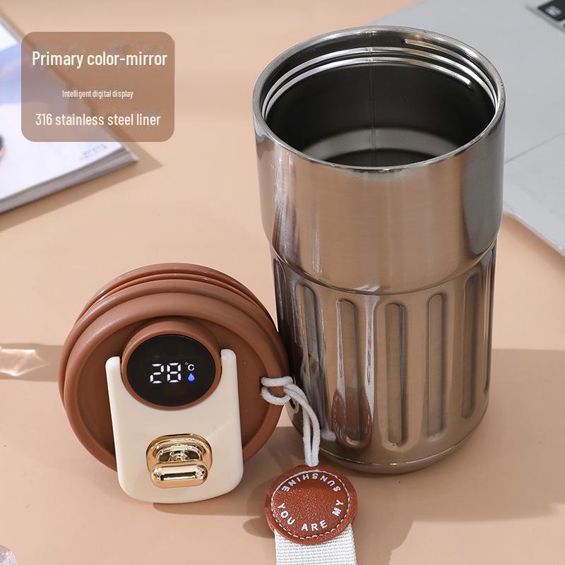 Симпатичная портативная термокружка с интеллектуальным дисплеем температуры – дорожная кружка из нержавеющей стали 316 с веревкой для переноски