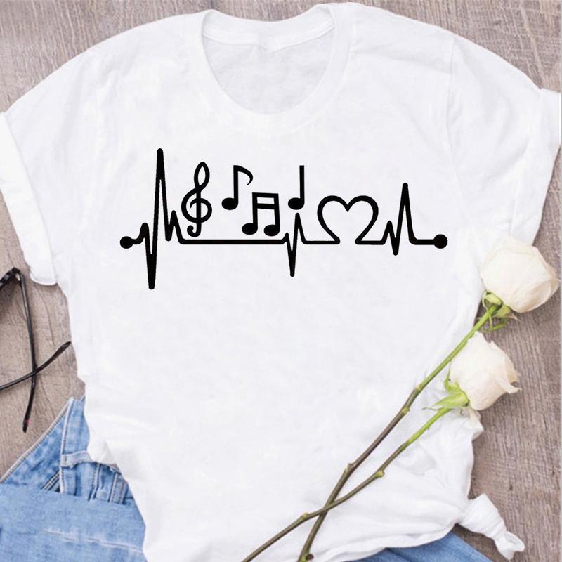 Новая футболка Harajuku Funny Music Note Art T 3D Printe женская футболка музыкальные топы короткие рукава черная футболка