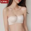 Spring Seamless Glossy Bra Thick Cup Fit Push Up Strapless Non-slip Bra