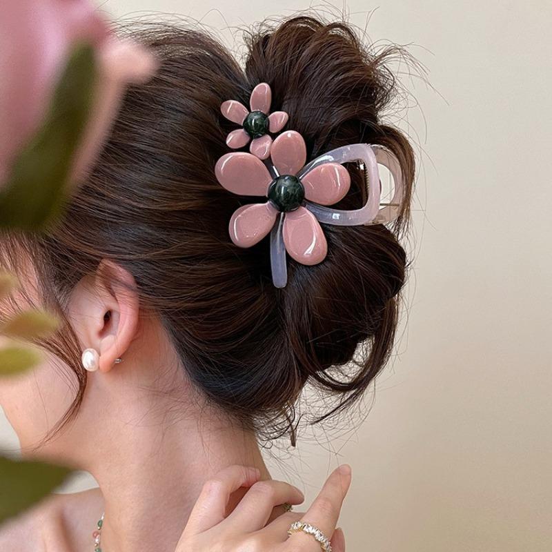 Цветочные акриловые заколки-краб для волос, головной убор для женщин и девочек 2024 года, новые корейские милые темпераментные цветные заколки для волос, аксессуары для волос