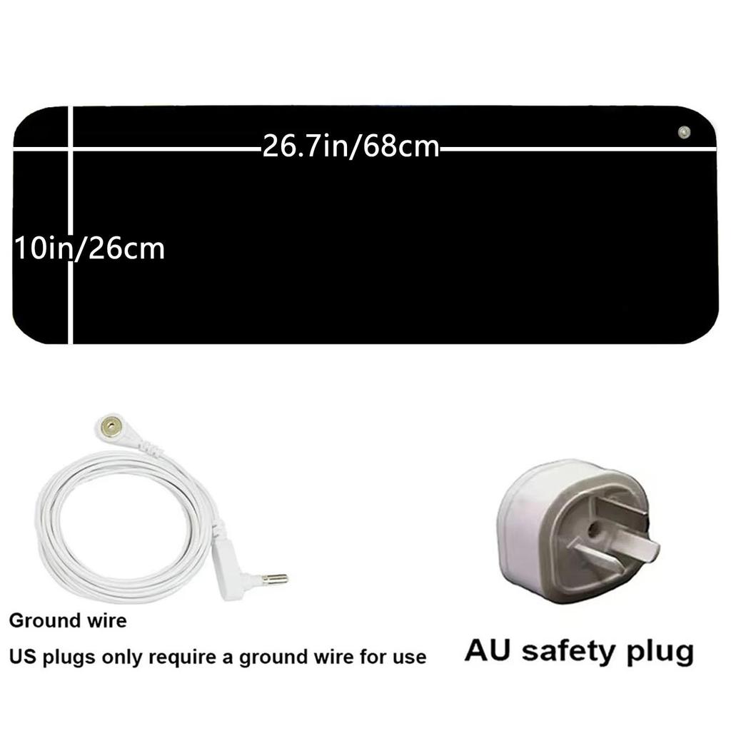 Комплект заземляющего коврика с 15-футовым заземляющим шнуром, заземляющая подушка для здоровья, заземляющий коврик для кровати, коврик для ног, компьютерный коврик, коврик для сна, коврик для домашних животных (10" x 26,7")