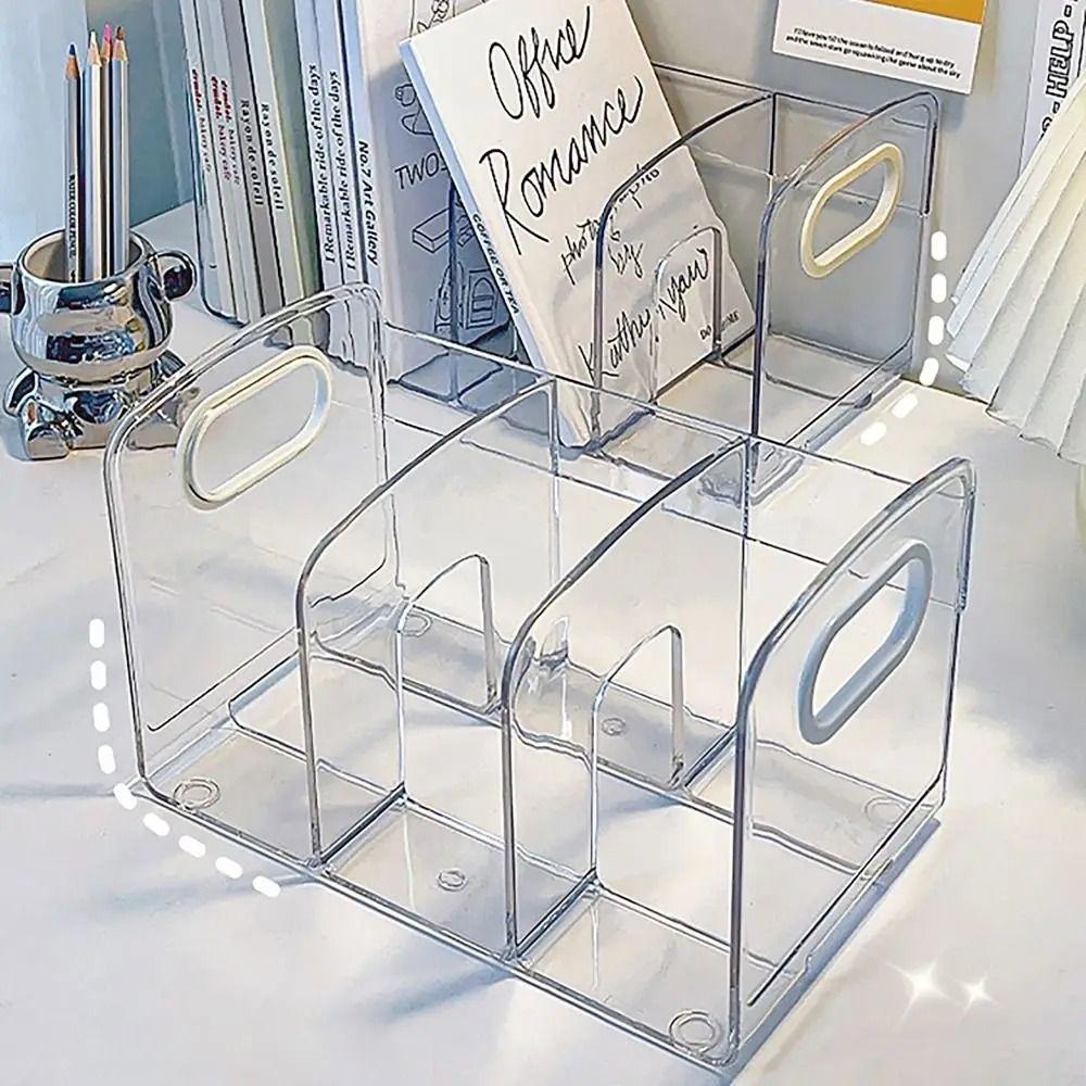 Transparent Handle Bookends Save Space Desk Storage Rack Book Holder Divider Book Stand  Minimalism