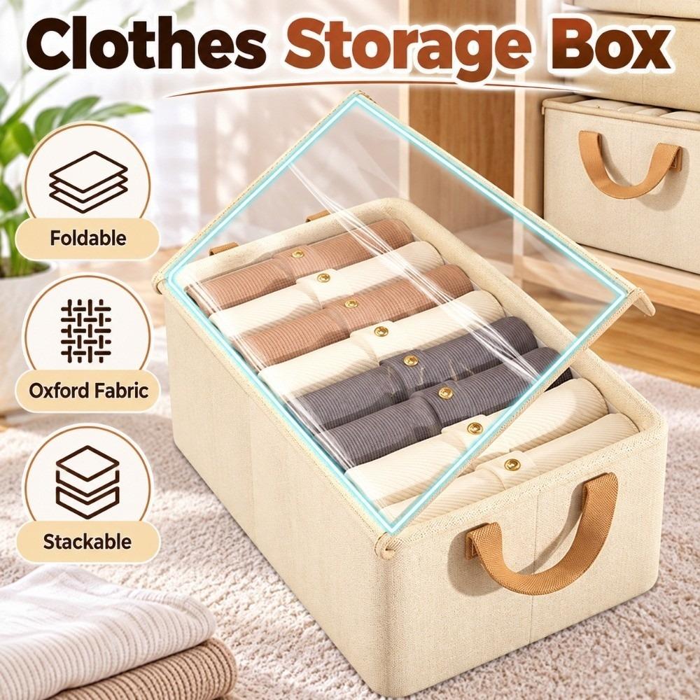 Stackable Clothes Storage Box Foldable Storage Bin Versatile Closet Organizer Home Use