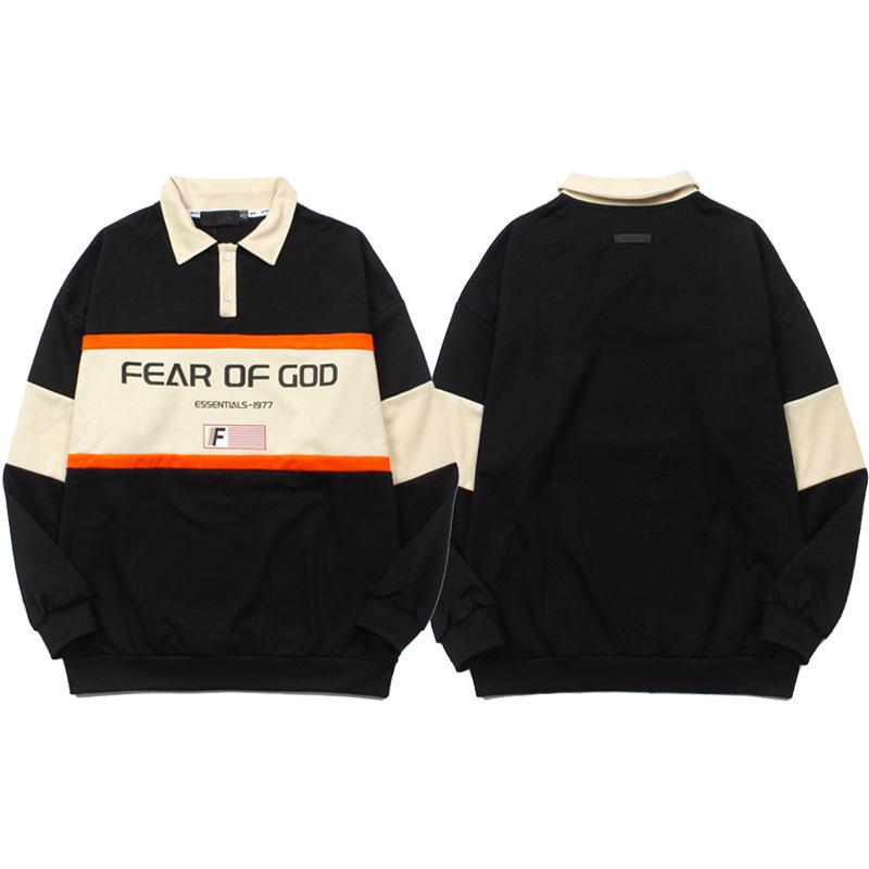 American Retro College Style Jerry FG Long Sleeve Polo Hoodie